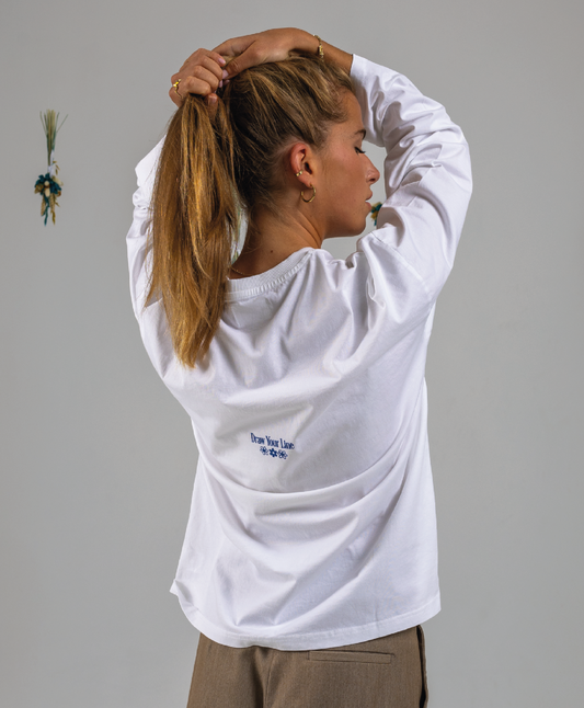 Floating Blossoms White Long Sleeve